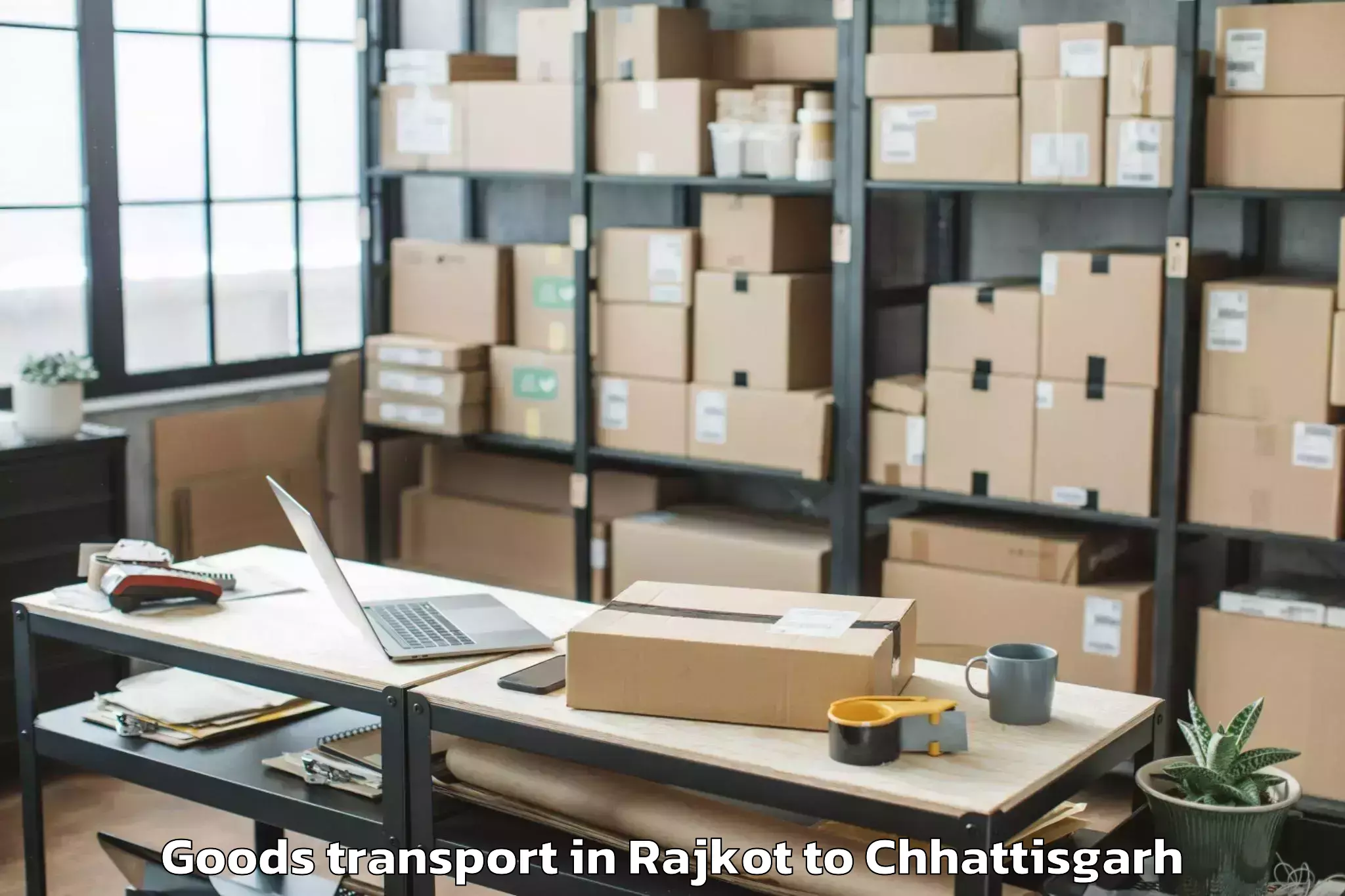 Hassle-Free Rajkot to Dhamtari Goods Transport